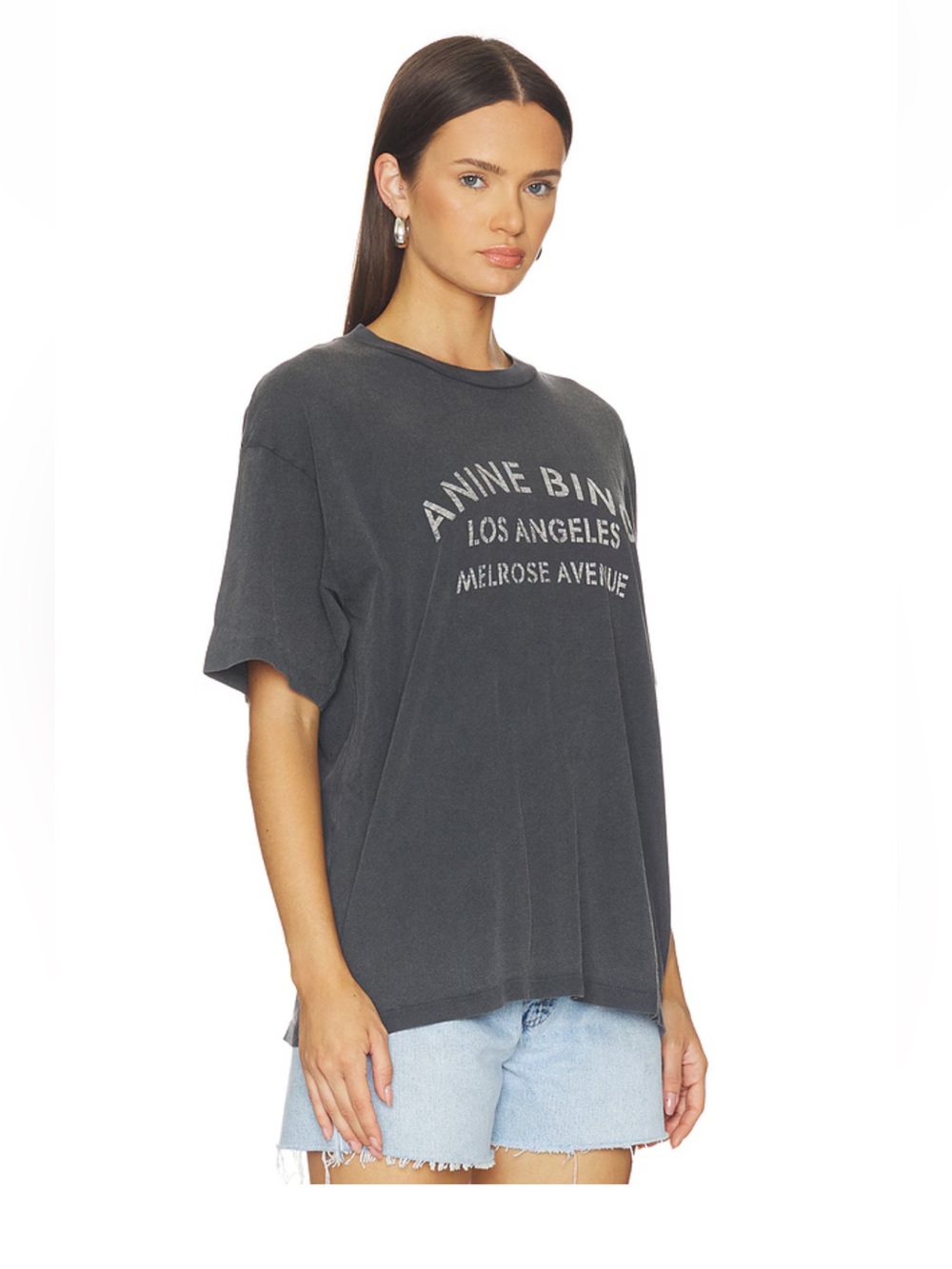 NWT ANINE BING Cade Tee Melrose Stencil in Black - Picture 2 of 4